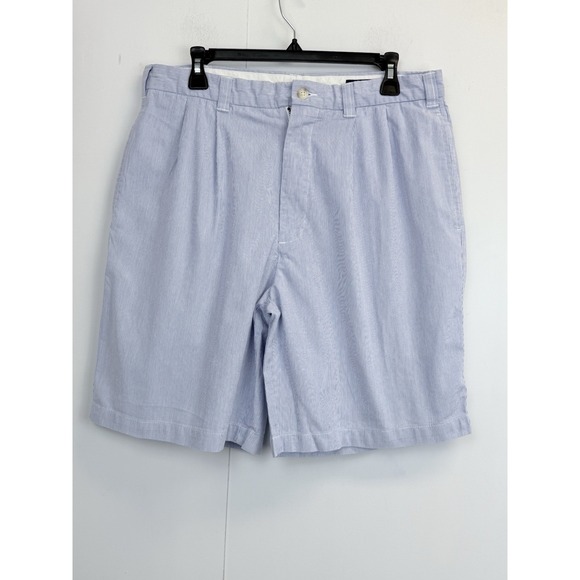 Daniel Cremieux Monaco Chino Shorts‎ Mens Size 34 Pleated Blue White Striped 9" - Picture 1 of 6